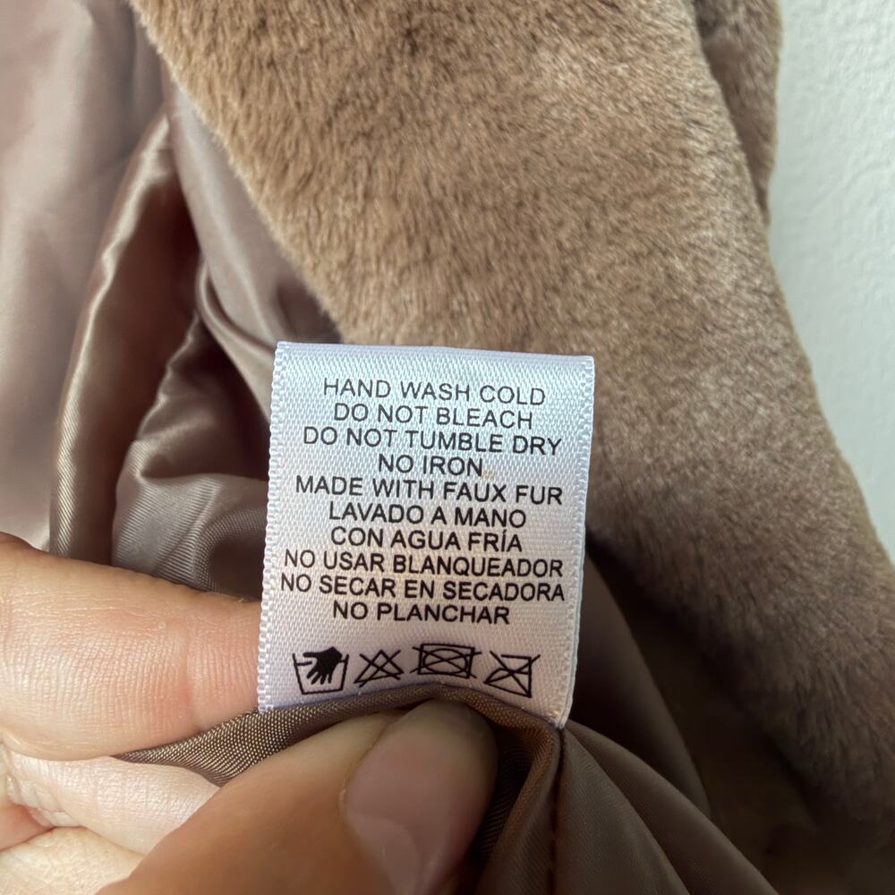 Love Tree Brown Faux Fur Teddy Coat Size S - Picture 6 of 6